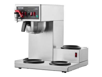 Kávovar prekvapkávaný 12 šálok, 3 sklenené karafy, 3 platne, nerez