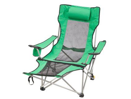 Sklopné kempingové kreslo 330 lbs 4 polohy, opierka nôh, držiak pohára