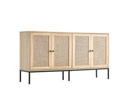 Ratanová komoda so 4 magnetickými dvierkami a nastaviteľnými policami