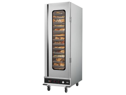 Ohrevná skriňa na jedlo 16 políc, nerezová, sklenené dvere, vodná vaňa