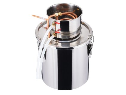 Alkoholový destilátor 5 gal / 19 l nerez, medená cievka, teplomer