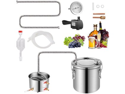Destilátor alkoholu 3 Gal / 11.4 L, nerez, cievkové chladenie