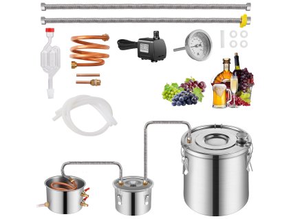 Alkoholový destilátor 3 gal / 11.4 l nerezový s medenou špirálou