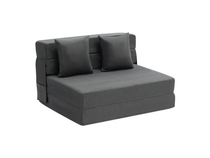 Rozkladacia pohovka posteľ 3v1, 25D pamäťová pena 2 vankúše, tmavosivá