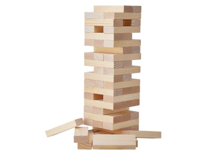 Drevená veža na skladanie 60 ks, borovicové drevo, s taškou a skóre