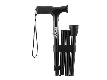 Zložiteľná oporná palica 5-stupňová výška, gumený tip, nosnosť 220LBS