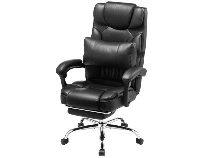 Kancelárska stolička s vysokým operadlom, pu koža, opierka nôh, 135°