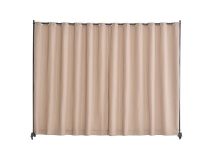 Prenosný paraván s kolieskami a závesom, voľne stojaci, hnedý