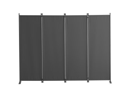 Skladací paraván 4 panely, látkový, voľne stojaci, svetlosivý