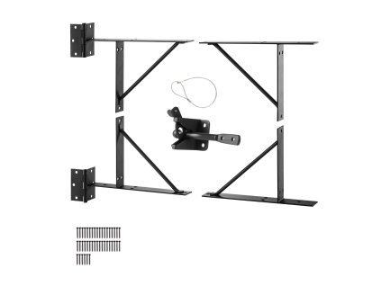 Rohový výstužný držiak brány s aretáciou a lanom oceľ čierny