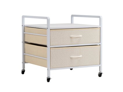 Stojan pod mini chladničku, 176 lb, 2 zásuvky, 4 kolieska, biely