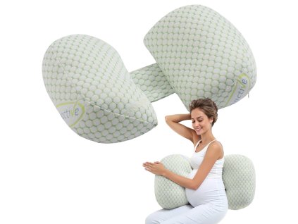 Tehotenský w-tvarovaný vankúš, prateľný poťah, pre chrbát a boky