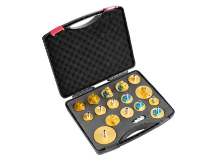 Sada na odvzdušnenie bŕzd, 17 ks adaptérov s rukoväťou pre väčšinu áut