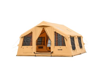 Nafukovací stan na kempovanie 8-12 osôb, 4 sezóny, 2 vchody, pumpa