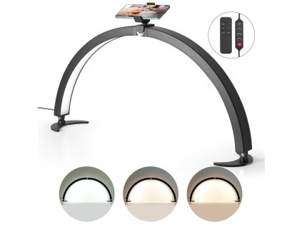 Stolová led lampa 40 W s držiakom na telefón, regulácia jasu a teploty