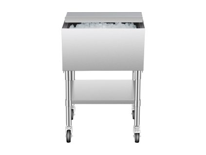 Nerezová nádoba na ľad 61.6 L, 24×19.1×36.8 in, kolieska, posuvné veko