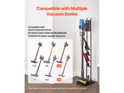 Stojan na tyčový vysávač, kompatibilný s modelmi V6–V15, s kolieskami