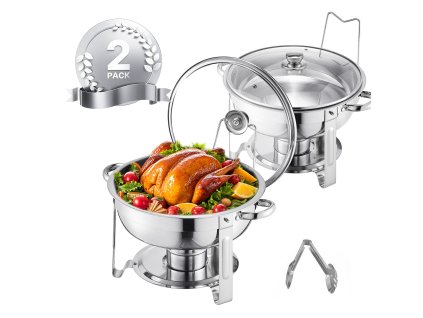 Chafer na jedlo 2 ks, 5 qt, nerez, 2 panvice, priehľadné veko