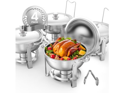 Nerezová súprava chafing dish 4 ks 5 qt, 4 full size panvice, stojan
