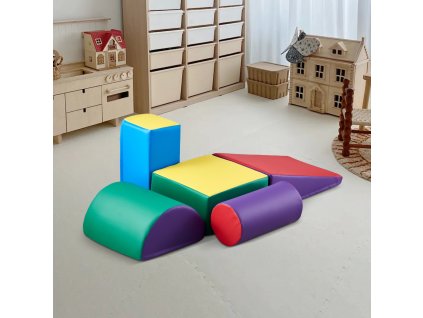 Penové lezecké bloky 5 dielov, pu koža, pre 6–36 mes. ľahko čistiteľné