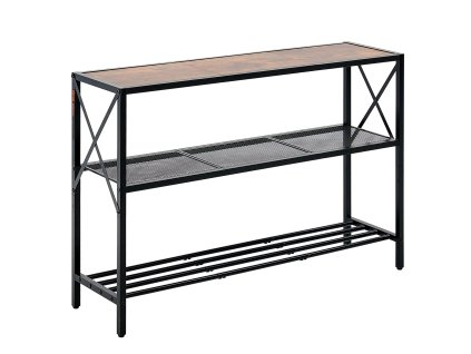 Úzky konzolový stolík za pohovkou dĺžka 41.7 in, 3 police, kovový rám