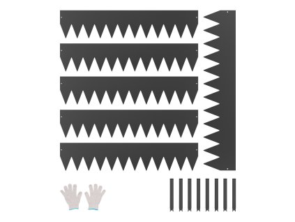 Záhradný kovový obrubník 6 ks 40 × 8 in ohybný čierny proti hrdzi