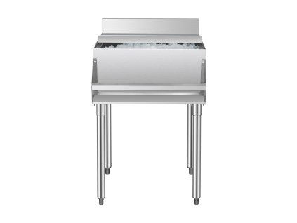 Nádoba na ľad 61.6 L nerez 24×24.2×37 in posuvné veko, držiaky fliaš