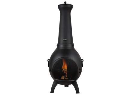 Chiminea 22 inch guľatá záhradná pec na drevo s grilom a komínom