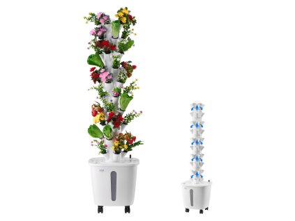 Hydroponická veža 50 otvorov, 10 poschodí, s čerpadlom a kolieskami