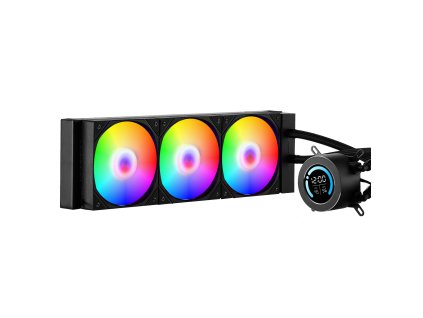 Vodný aio chladič cpu 3×120mm 2.1" lcd argb, kompatibilný so soketmi