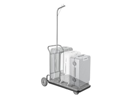 Batožinový vozík, nosnosť 600 LBS, 3 kolieska, nerez, šedý koberec