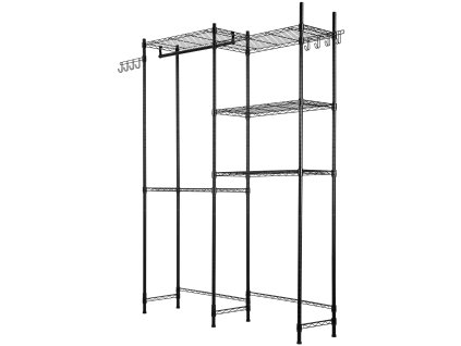 Polica nad práčku a sušičku 5 políc, nastaviteľná, s tyčou a háčikmi