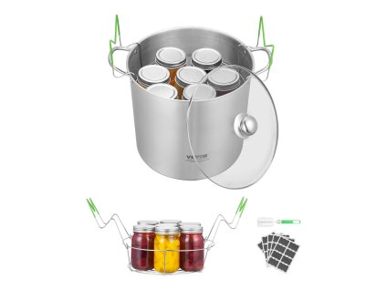 Zavárací hrniec 21 QT nerez s roštom, sklenenou pokrievkou na indukciu