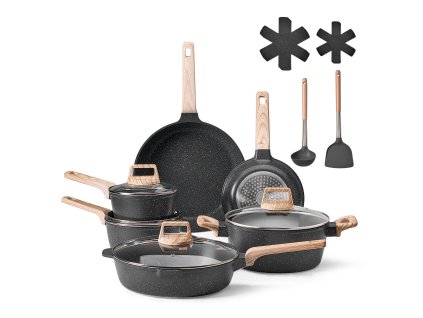 Sada 17 dielov hrncov a panvíc, nepriľnavá granitová, indukčná