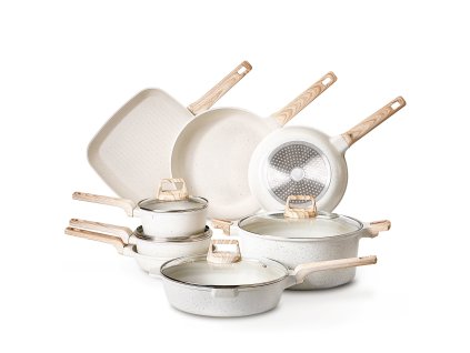 Sada 19 dielov hrncov a panvíc, granitová, indukcia, so skl. pokr.