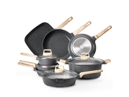 Sada 19-dielna hrncov a panvíc, indukčná, granit, s pokrievkami