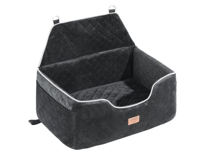 Autosedačka pre psa, penová výplň, vrecko, vodítko, do 55 lbs, čierna