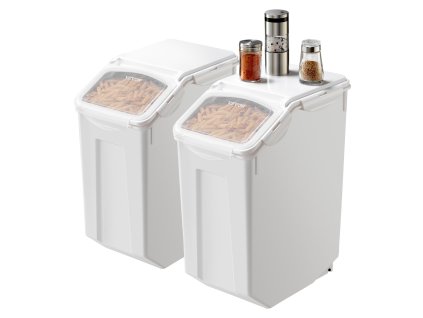 Nádoba na ryžu a krmivo 2×20 L, kolieska, vzduchotesné, 2 odmerky