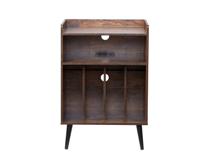 Stojan na gramofón s led svetlom, 3 police, usb a úložisko 150 platní