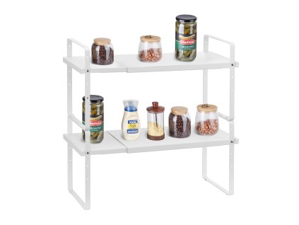 Nastaviteľný policový organizér do skrinky, 2-poschodový, biely