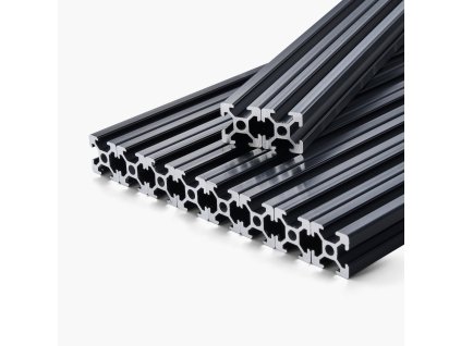 Hliníkový t-slot profil 20×20 mm 1200 mm 10 ks čierny anodizovaný