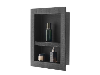 Sprchový výklenok 40.6×50.8×10.2 cm, čierny, s deliacou poličkou