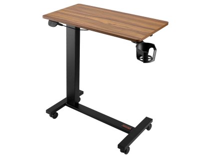 Stôl nad posteľ s elektrickým zdvihom, 4 kolieska, držiak na pohár