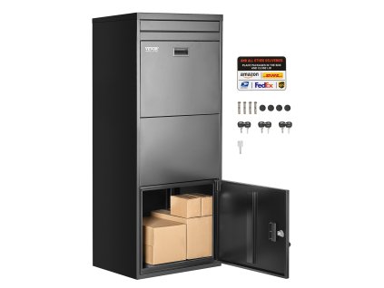 Poštová schránka na balíky 47.2 in pozinkovaná oceľ uzamykateľná čierna
