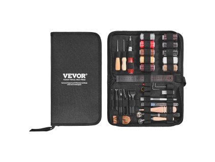 Sada nástrojov na prácu s kožou, 38 ks, puzdro, šitie a rezanie