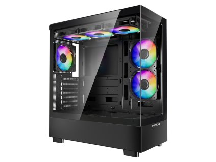 Pc skrinka mid-tower s temperovaným sklom, 6×120 mm argb, gpu 410 mm