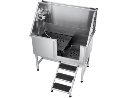 Umývacia stanica pre psy nerezová 127 cm s rebríkom, filtrom, sprchou