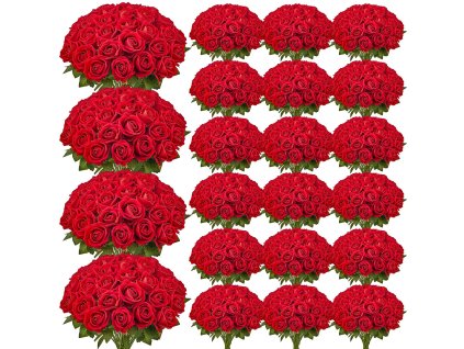 Umelé penové ruže 500 pcs červené so stopkami na svadby a dekorácie