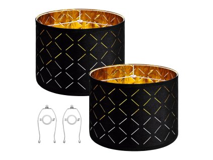 Sada 2 bubnových tienidiel 13 in × 13 in × 10 in, čierne, s harpou