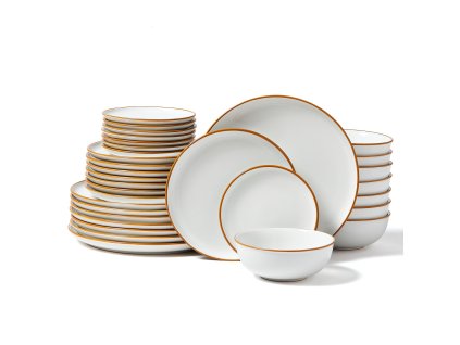 Sada riadu pre 8 osôb, biela odolná keramika, do umývačky a mikrovlnky